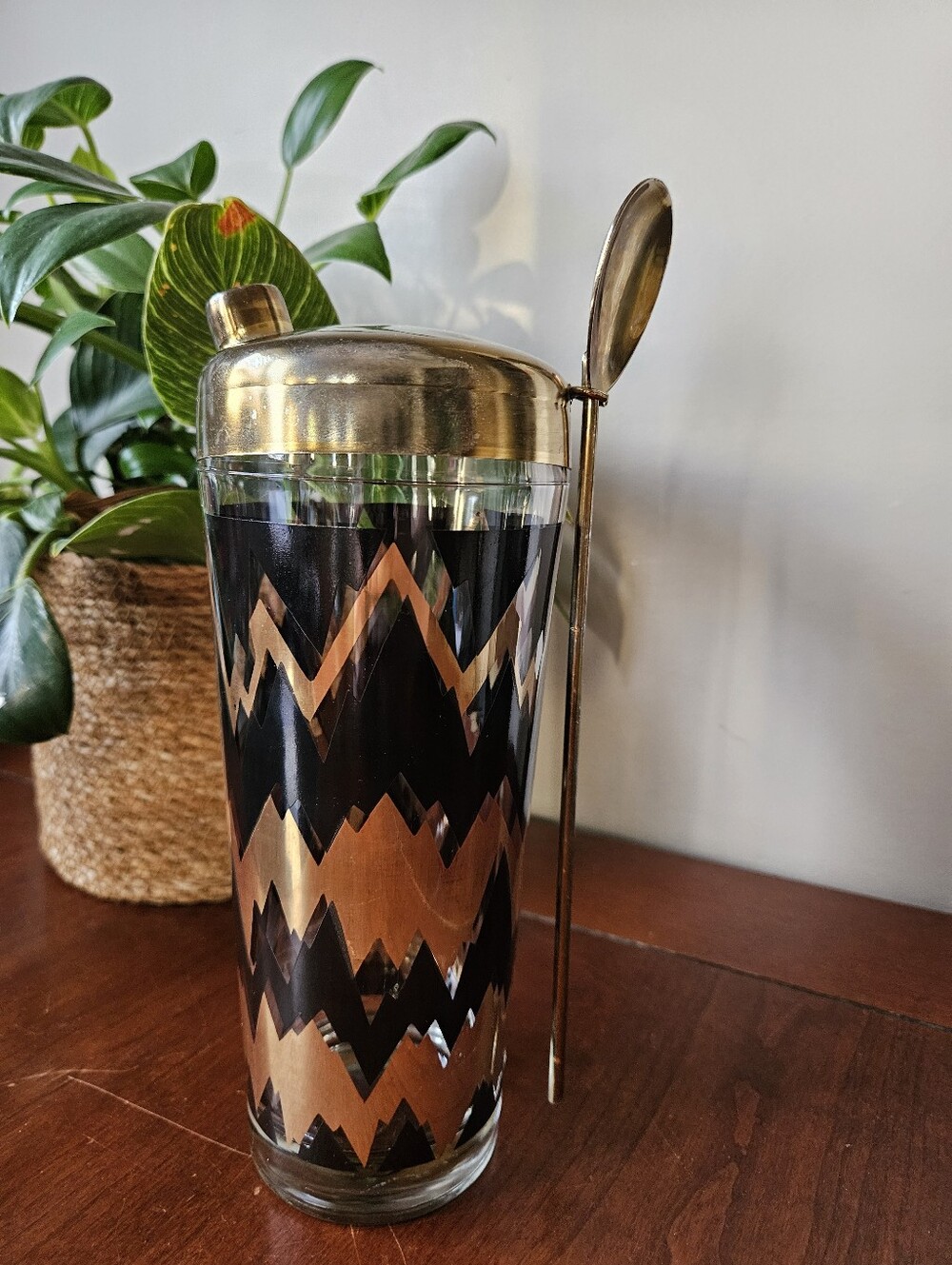 VTG 1970s Black And Gold Martini Shaker